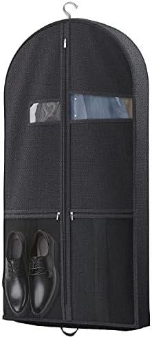 43" Travel Garment Bag with Accessories Zipper Pocket, Heavy Duty Suit Bag for Suits, Tuxedos, Dresses, Coats, Black, 1 pack
