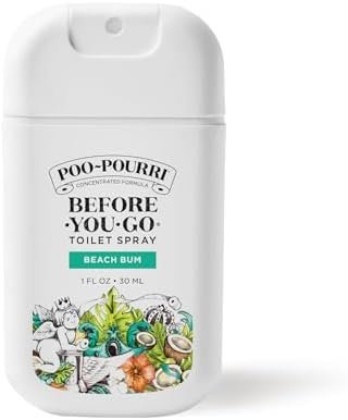 Poo~Pourri Beach Bum Before-You-Go Pocket Air & Toilet Freshener Coconut, Orchid, & Toasted Praline Spray – Instantly Works to Trap Bathroom Odor – Plant Based Ingredients & Essential Oils