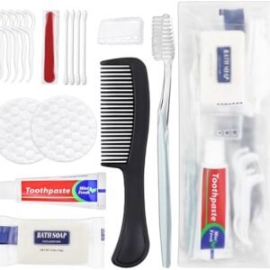 50 Sets Personal Hygiene Kit Bulk, Disposable Toothbrushes with Toothpaste Floss Comb Soap Cover and Vanity Kit, Toiletry Kits Homeless Supplies Bulk for Women,Men,Travel,Homeless