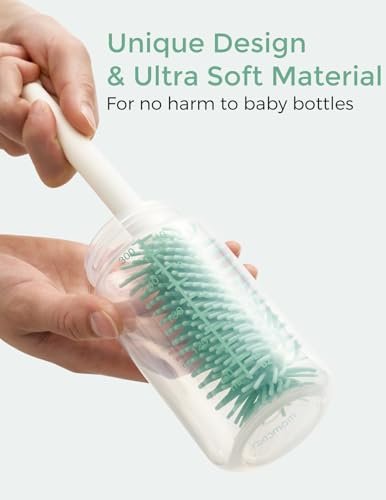 Momcozy Bottle Brush Set - Baby Bottle Cleaner Kit with Silicone Brush, Nipple Brush, Straw Brush, Soap Dispenser, Drying Rack - 7 in 1 Bottle Cleaning Tool for Home and Travel - Image 4