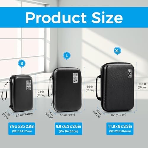 ProCase Hard Travel Electronic Organizer Case for MacBook Power Adapter Chargers Cables Power Bank Apple Magic Mouse Apple Pencil USB Flash Disk SD Card Small Portable Accessories Bag -Black, L - Image 8