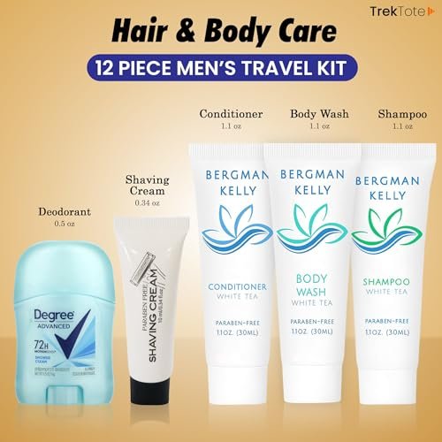Trektote Travel Toiletry Kit For Men – 12 Piece Set Of Travel Size Toiletries, TSA Compliant, Travel Essentials, Includes Shampoo And Conditioner, Body Wash, Toiletry Bag & More - Image 2
