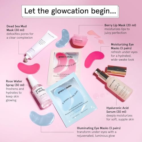 grace & stella Award Winning Skin Care Set - Gifts for Women - Travel Size Toiletries with Eye Masks, Hyaluronic Acid Serum, Lip Balm & More - Bridesmaids, Birthdays, Teen Girl Gifts - Vegan Self Care - Image 3