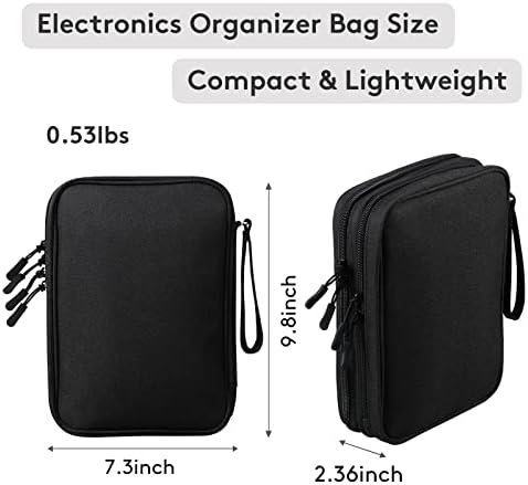 DDgro Travel Electronics Organizer Pouch Bag for Tech Gadgets & Airplane Accessories, for Cables/Cords & Chargers/iPad Mini (Large, Black) - Image 2