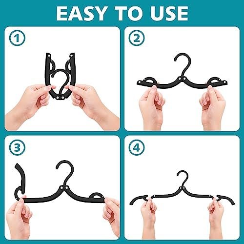 30 Pcs Travel Hangers Portable Foldable Travel Hanger Organizer, Plastic Cruise Essentials Clothes Drying Rack Folding Hangers for Camping Flying RV Europe Vacation Essentials Suitcase, Black - Image 6