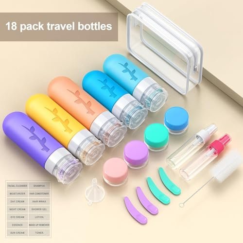 19pack Travel Bottles for Toiletries, TSA Approved Silicone Travel Size Containers for toiletries, Refillable & Leakproof Travel shampoo and conditioner bottles - Image 5