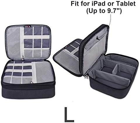 BUBM 3pcs Double Layer Electronic Organizer, Travel Gadgets Bag for Cables, External Flash Drive, Mouse, Memory Card, Power Bank and More, Compact and Multi-purpose, Black - Image 3