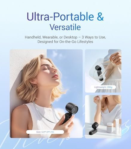 Diveblues iTurbo Portable Handheld Turbo Fan, 5 Gear High Speeds, Foldable Rechargeable Mini Hand Fans, Led Display,Powerful Turbo Airflow, 12-Hrs Cooling Small Fan Travel Essentials Beach Women Gifts - Image 3