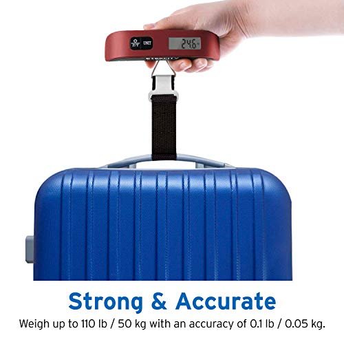 Etekcity Luggage Scale, Digital Weight Scales for Travel Accessories Essentials Suitcases , Portable Handheld Scale with Temperature Sensor, Rubber Paint, 110 Pounds, Battery Included - Image 7