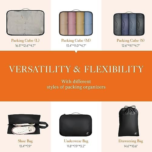 HOTOR Packing Cubes for Suitcases - 6 Pieces, Light Packing Cubes for Travel, Premium Suitcase Organizer Bags Set, Space-Saving Luggage Organizers, Travel Accessories and Essentials, Black - Image 3
