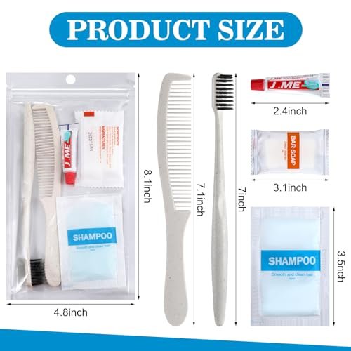 Hushee 48 Sets Personal Hygiene Kit Basic Toiletry Kit Homeless Care Package for Men, Women, Travel, Charity, Business Include Shampoo, Toothbrush, Toothpaste, Comb and Bath(White) - Image 3