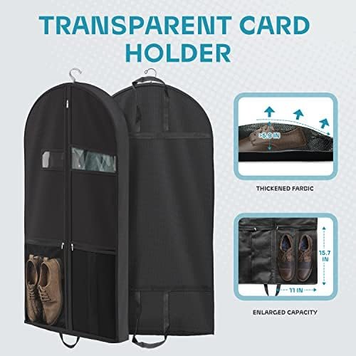 43" Travel Garment Bag with Accessories Zipper Pocket, Heavy Duty Suit Bag for Suits, Tuxedos, Dresses, Coats, Black, 1 pack - Image 4