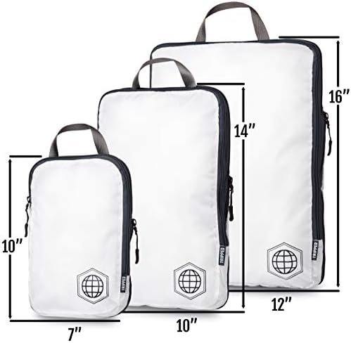 Large Compression Packing Cubes 6 Piece Set for Travel with Lightweight Laundry Bag for Carry-On Suitcase by TRIPPED Travel Gear (White) - Image 4