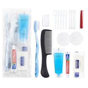 Basic Toiletry Kits, Individually Packed, Personal Hygiene Kit Bulk Homeless Care Package Supplies Travel Size Toiletry Kit for Men Women Charity Reusable Toiletry Bag (Pack of 10)