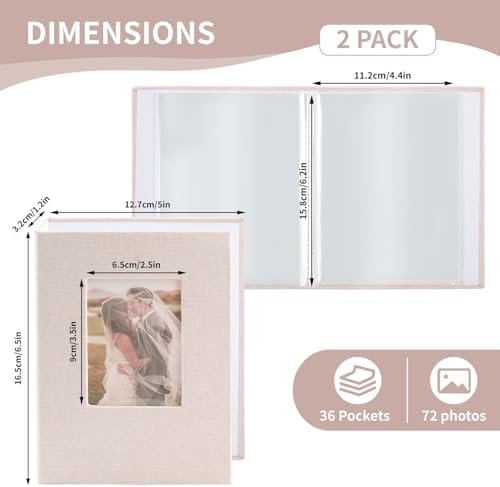 vivinin 2 Pack Photo Album 4x6, Linen Cover Photo Book, Small Photo Album Book for 36 Pockets Hold 72 Pictures, Picture Book for Photos Family Anniversaries Baby Vacations (Off-White) - Image 3