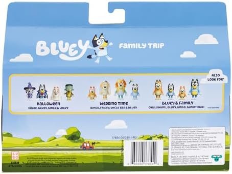 Bluey Figure 4-Packs, Family Trip, 2.5 Inch Poseable, Bingo, Bandit and Chilli, with Accessories, Kids Can Recreate Their Favorite Moments - Image 5