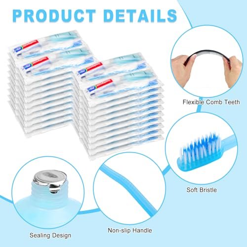 50 Kits Basic Toiletry Kits Homeless Personal Hygiene Kit Bulk Homeless Care Package Supplies Travel Toiletry Kit Homeless Hygiene Kit Bulk for Men Women Disposable Toiletry Kit(10-IN-1) - Image 3