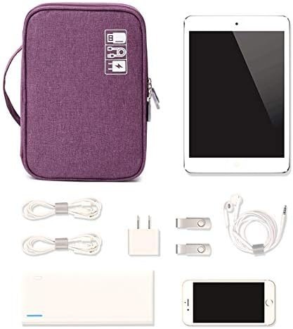 mygreen Electronics Travel Organizer Storage Bag, Double Layer Universal Traveling Gear Accessories Carrying Cover Pouch for iPad Mini Cables Phone Chargers Adapter Flash Hard Drive and More Purple - Image 3