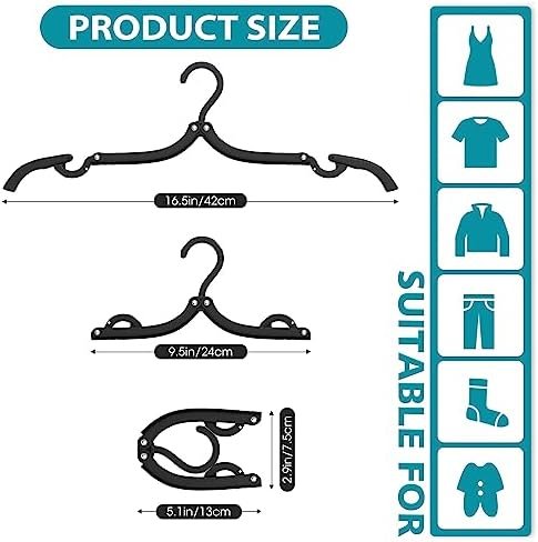 30 Pcs Travel Hangers Portable Foldable Travel Hanger Organizer, Plastic Cruise Essentials Clothes Drying Rack Folding Hangers for Camping Flying RV Europe Vacation Essentials Suitcase, Black - Image 2