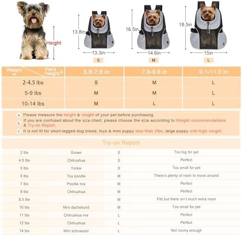 WOYYHO Pet Dog Carrier Backpack Small Dog Front Backpack Ventilated Mesh Dog Travel Back Pack with Safety Belt for Travel Hiking Cycling Outdoor Adventures (Size S: 2-4.5 lbs, Grey) - Image 4