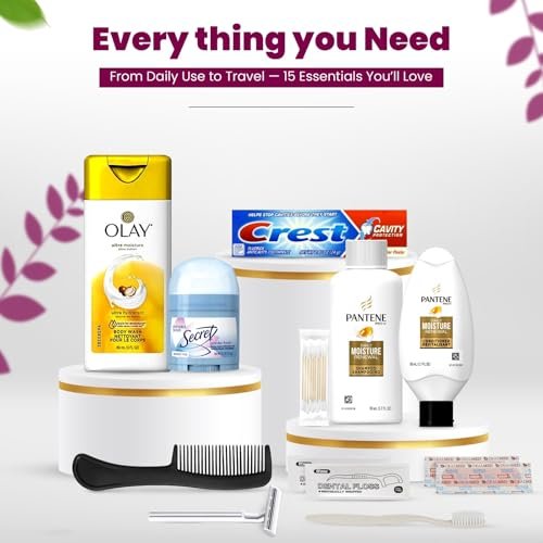 All Your Travel Essentials In One: Travel Toiletry Kit For Women – 15 Piece Set of Premium Travel Size Toiletries, TSA Compliant, Travel Essentials, Includes Shampoo And Conditioner, & More - Image 2