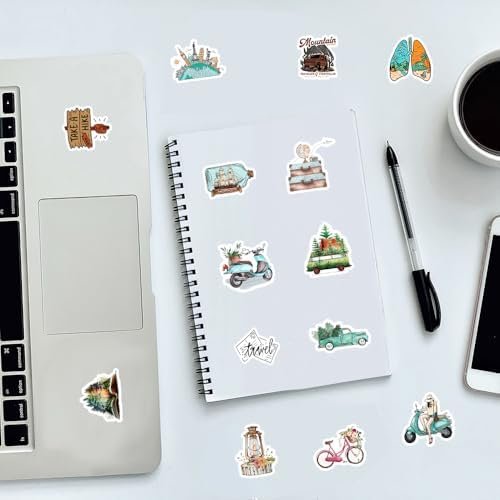 200 Pcs Outdoor Travel Stickers for Kids Teens Adults, Waterproof Hiking Adventure Camping Scrapbooking Luggage Water Bottle Decals for Laptops Bicycles Notebooks Guitar Helmets Cars - Image 6