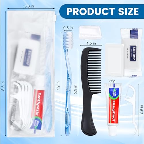50 Sets Personal Hygiene Kit Basic Toiletry Kits Homeless Supplies Bulk for Women,Men,Travel,Charity,Business Include 50 Toothbrush, 50 Toothpaste, 50 Comb, 50 Bath Soap and 250 Floss Picks - Image 4