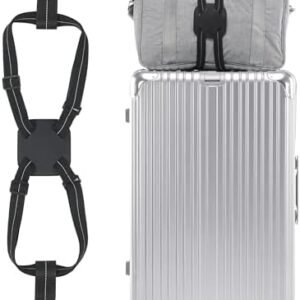 Travelkin Luggage Straps for Suitcases, Luggage Bungee Straps for Attaching Bags, Travel Essentials for Suitcases Add a Bag (Black)