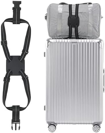 Travelkin Luggage Straps for Suitcases, Luggage Bungee Straps for Attaching Bags, Travel Essentials for Suitcases Add a Bag (Black)