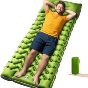 Ultralight Camping Sleeping Pad with Built-in Pillow & Foot Pump, Compact Inflatable Air Mattress for Backpacking, Hiking, Tent, Travel Camp & Outdoor Adventures