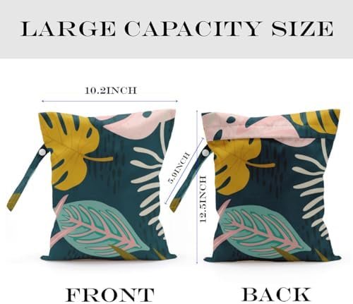 Wet Bag, Wet Dry Bag, Wet Bag for Swimsuit, Travel, Beach, Pool, Diapers, Dirty Yoga Gym Clothes, Makeup Bag, Waterproof Tropical Palm Leaves Decor Jungle Palm Leaf Favors - Image 2