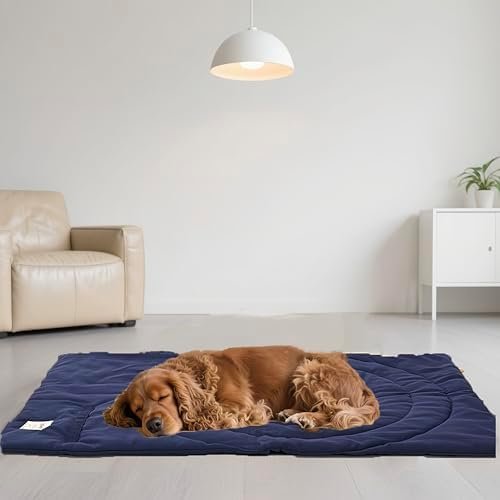 Foldable Waterproof Dog Mat | 37.4"x25.6" Portable Camping Travel Bed with Handle | All-Breed Training Pad, Machine Washable | Blocks Moisture, Easy Clean for Outdoor Adventures (Blue) - Image 3