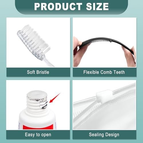 50 Sets Personal Hygiene Kit Bulk, Disposable Toothbrushes with Toothpaste Floss Comb Soap Cover and Vanity Kit, Toiletry Kits Homeless Supplies Bulk for Women,Men,Travel,Homeless - Image 7