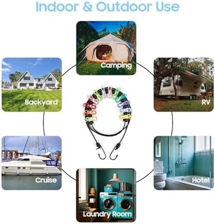 Retractable Portable Travel Clothesline, Clothing Line with 12 Clothes Clips for Indoor Laundry Drying Line with Clothesline Stops, Outdoor Camping Accessories - Image 7