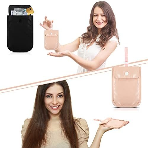 2 Pieces Travel Bra Wallet for Women Hidden Bra Wallet Pickpocket Proof Under Clothes Money Belt Pouch Secret for Passport Money Valuables(4 x 5.4 Inch,Black, Pink) - Image 4