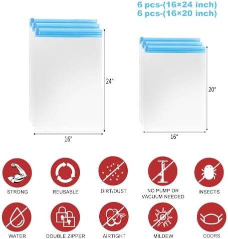Compression Bags - Travel Essentials 12 Pack Space Saver No Vacuum or Pump Needed Storage Accessorie and Home Packing Organizers (transparent) - Image 5