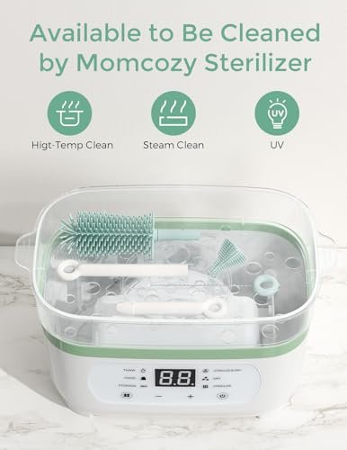 Momcozy Bottle Brush Set - Baby Bottle Cleaner Kit with Silicone Brush, Nipple Brush, Straw Brush, Soap Dispenser, Drying Rack - 7 in 1 Bottle Cleaning Tool for Home and Travel - Image 6