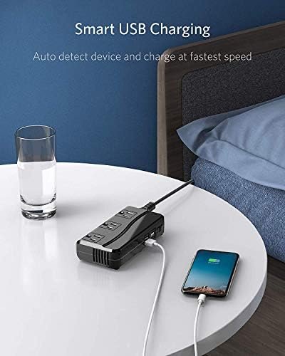 BESTEK Universal Travel Adapter 100-220V to 110V Voltage Converter 250W with 6A 4-Port USB Charging 3 AC Sockets and EU/UK/AU/US/India Worldwide Plug Adapter (Black) - Image 3