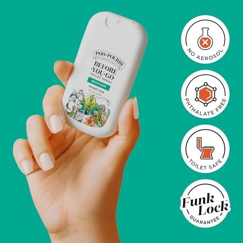 Poo~Pourri Beach Bum Before-You-Go Pocket Air & Toilet Freshener Coconut, Orchid, & Toasted Praline Spray – Instantly Works to Trap Bathroom Odor – Plant Based Ingredients & Essential Oils - Image 6