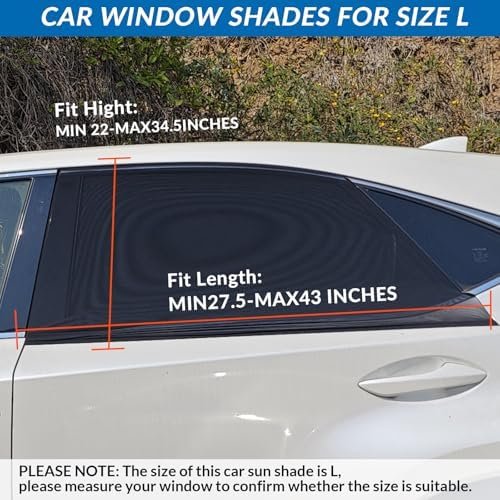 Car Window Shades - 2 Pack Sun Shade for Car Window Baby, Rear Side Window Sun Shade Stretchy Mesh, UV Protection Spandex Window Shade for Baby Family Pet(Large 28"x43") - Image 6