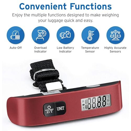 Etekcity Luggage Scale, Digital Weight Scales for Travel Accessories Essentials Suitcases , Portable Handheld Scale with Temperature Sensor, Rubber Paint, 110 Pounds, Battery Included - Image 2