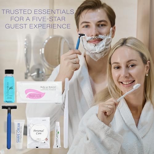 Personal Care Travel Toiletries | 1-Shoppe Amenities Kit | Travel Shaving Set, Toothbrush & Paste, Mouthwash, Makeup Wipes, Swabs, Nail File & Sewing Kit | 150 Pieces - Image 6