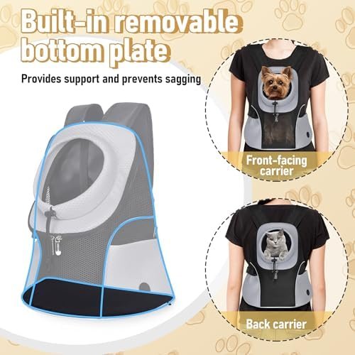 WOYYHO Pet Dog Carrier Backpack Small Dog Front Backpack Ventilated Mesh Dog Travel Back Pack with Safety Belt for Travel Hiking Cycling Outdoor Adventures (Size S: 2-4.5 lbs, Grey) - Image 5