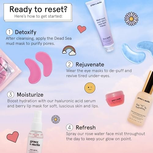 grace & stella Award Winning Skin Care Set - Gifts for Women - Travel Size Toiletries with Eye Masks, Hyaluronic Acid Serum, Lip Balm & More - Bridesmaids, Birthdays, Teen Girl Gifts - Vegan Self Care - Image 7