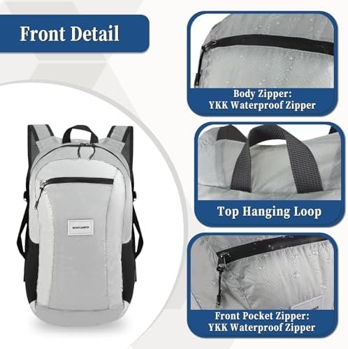 Hiking Daypack - Lightweight & Water-Resistant Portable Backpack for Travel, Camping, Outdoor Adventures(25L, grey) - Image 5