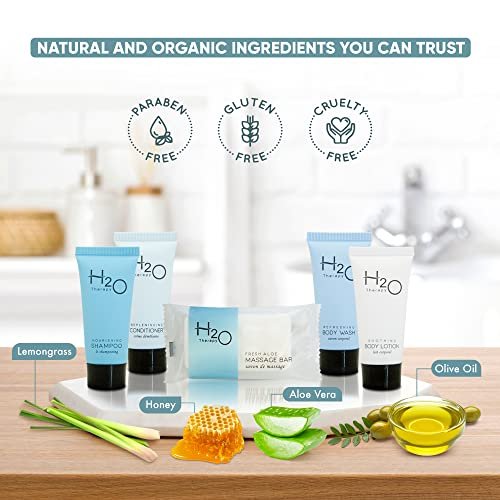 H2O Therapy Hotel Soaps & Toiletries Bulk Set | 1-Shoppe Amenities Kit | 0.85oz Shampoo & Conditioner, Body Wash, Lotion, 1oz Bar Soap | Travel Size | 300 Pieces - Image 4