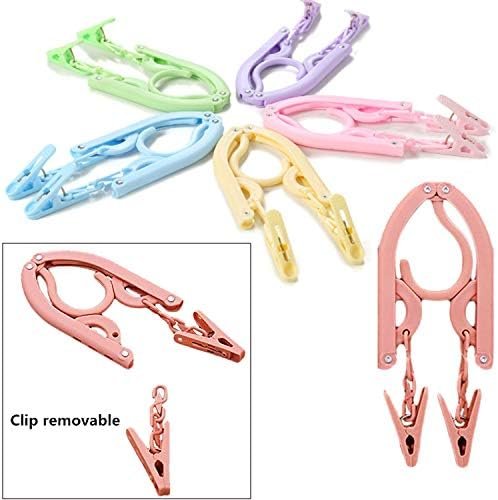 YOUOWO 12 Pcs Travel Hangers with 24 Pcs Clips,Portable Foldable Clothes Hangers for Scarves Suits Trousers Pants Shirts Socks Underwear - Image 3