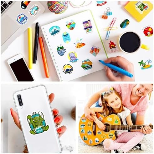 Camping Stickers, 100 PCS Outdoor Hiking Adventure Stickers Pack, Waterproof Vinyl Travel Sticker for Water Bottle Laptop Hydroflask, Wilderness Nature Decals for Camper Boys Adults Teens Girls - Image 5