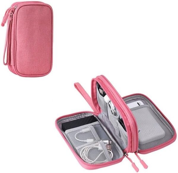 HORNO Travel Cord Organizer，Electronics Accessories Organizer Pouch Bag for Charger,USB Cable,Business Travel Gadget Bag ﻿ (Pink)