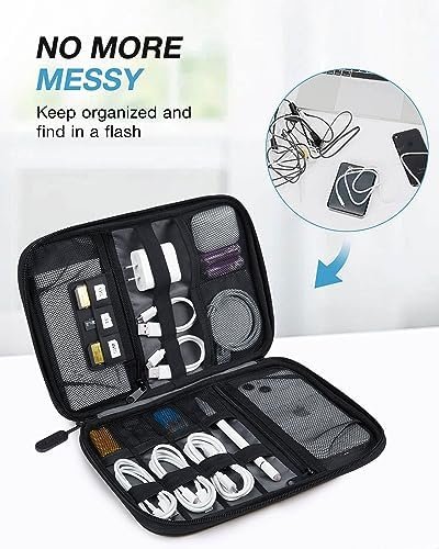 BAGSMART Electronics Travel Organizer Case, Tech Accessories Cord Storage Bag for Phone, Power Bank, SD Card, Cables, Black - Image 2